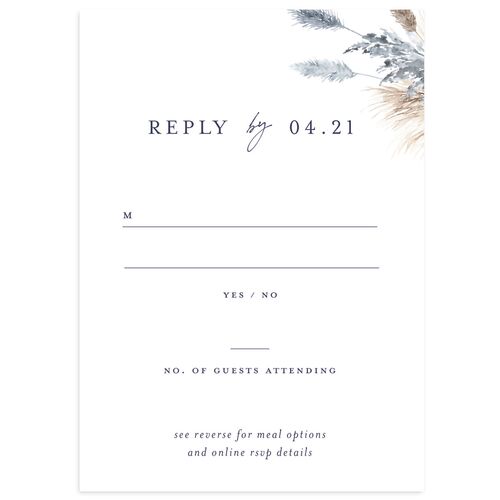 Simple Pampas Wedding Response Cards Dusty Blue Signature Standard