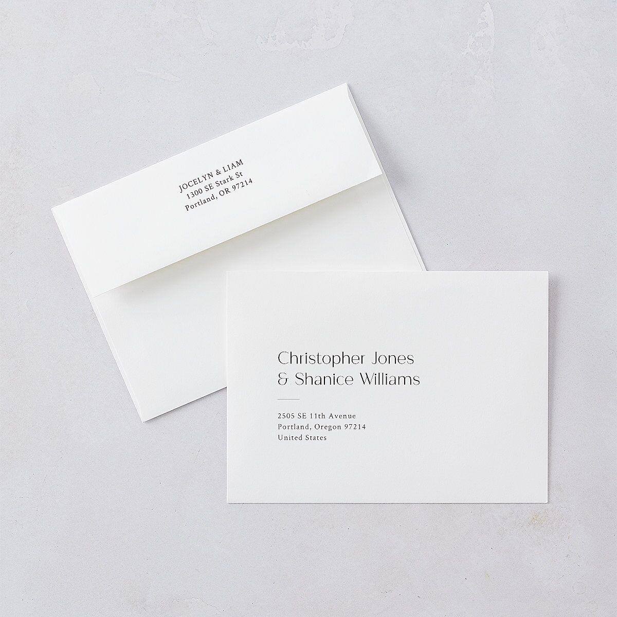 Tropical Flora Hawaii Save The Date Card Envelopes White Champagne Both Recipient and Return Addresses Signature Standard