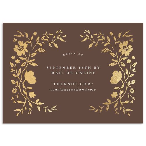 Luxury Wildflower Foil Wedding Response Cards Espresso Gold Signature Standard