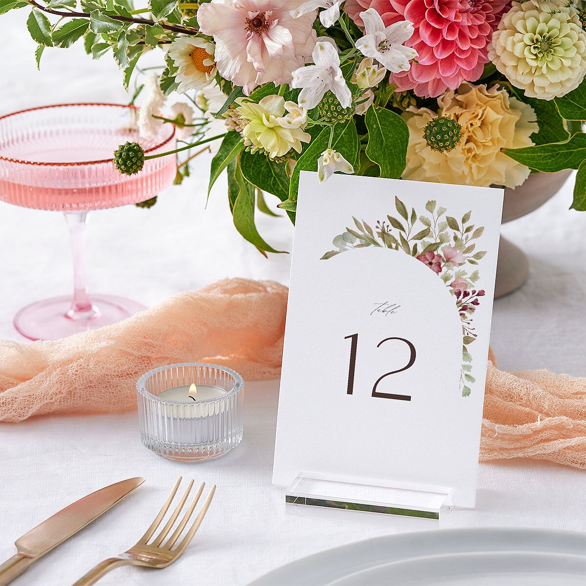 Lush Arch Table Numbers Pink Cotton Signature