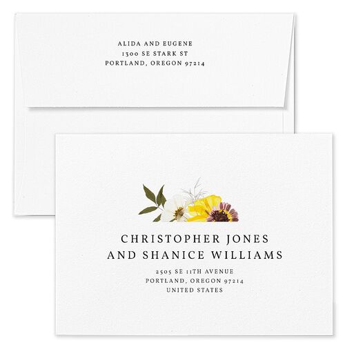Pressed Flowers Wedding Invitation Envelopes Rose Sunflower Recipient Address Standard Signature