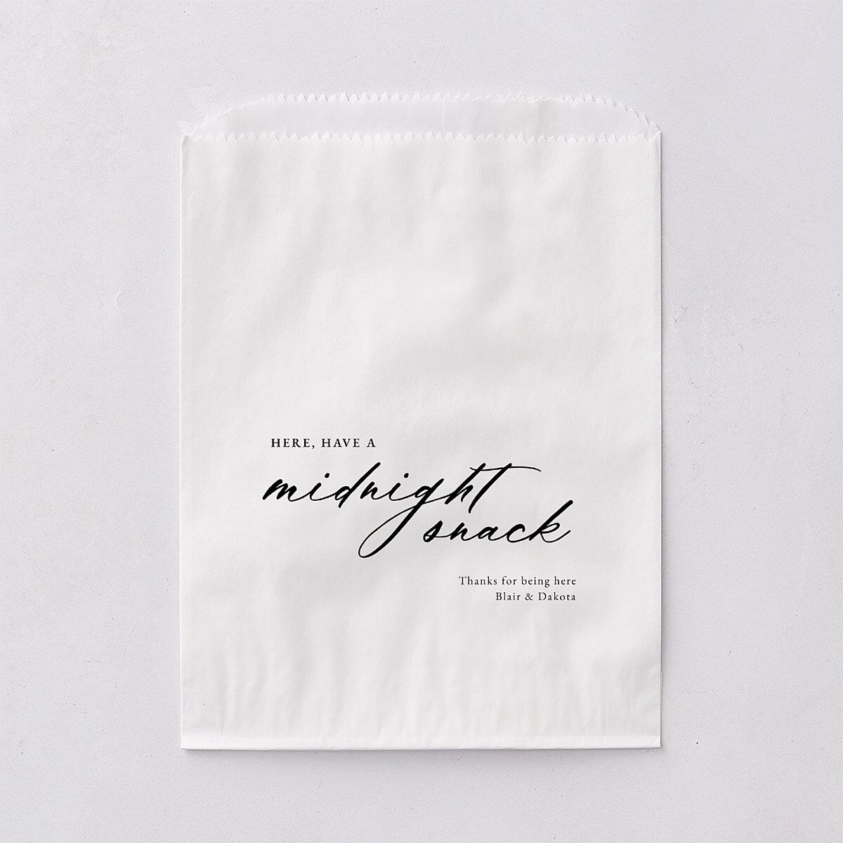 Vertical Names Wedding Day Paper Favor Bags White Pure White Wax-Lined Food Safe Paper