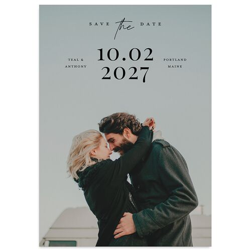 Our Date Photo Save the Date Cards Licorice Signature smooth Blank No Standard