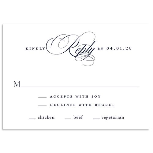 Classic Flourish Wedding Response Cards Navy Signature Standard