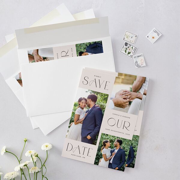 Beloved Union Save The Date Cards Merlot Signature smooth Blank No