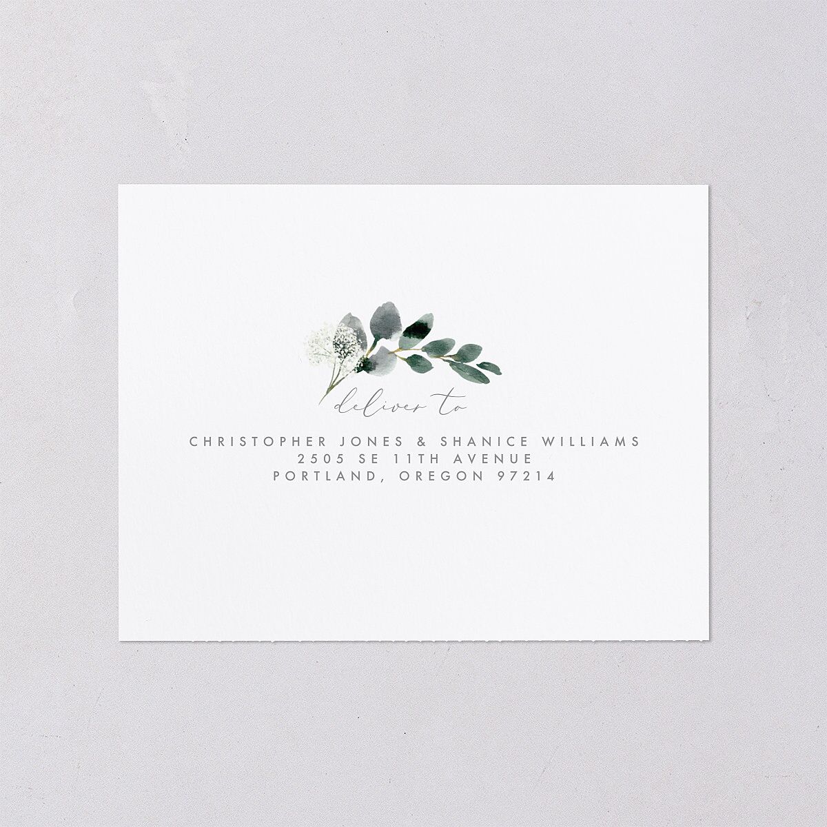 Elegant Greenery All-in-One Wedding Invitations Pure White Signature Light Both Recipient and Return Addresses No