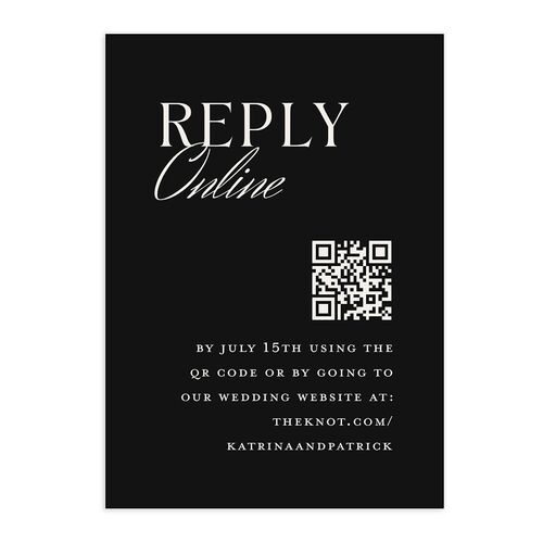 Simple Elegant Black Tie QR Code RSVP Cards Midnight Signature Standard