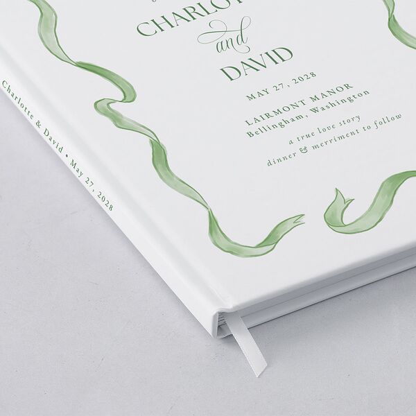 Vintage Bow Guest Books Jewel Green