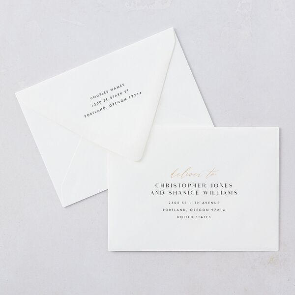 Sparkling Romance Rehearsal Dinner Invitation Euro Envelopes White Luxe Moody Blue Both Recipient and Return Addresses
