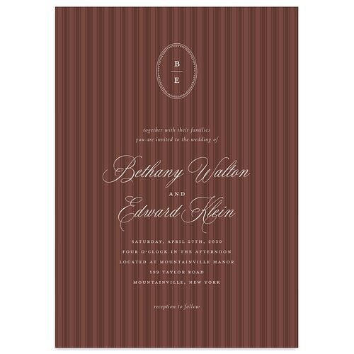 Vintage Oval Monogram Wedding Invitations Merlot Signature Blank No Standard