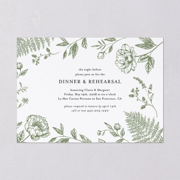 Classic Botanical Border Rehearsal Dinner Invitations Thyme Signature Blank Standard