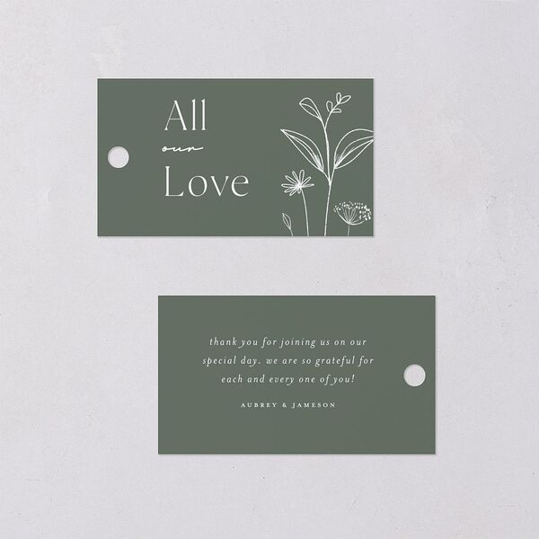 Simple Modern Wildflowers Favor Gift Tags Deep Olive Signature