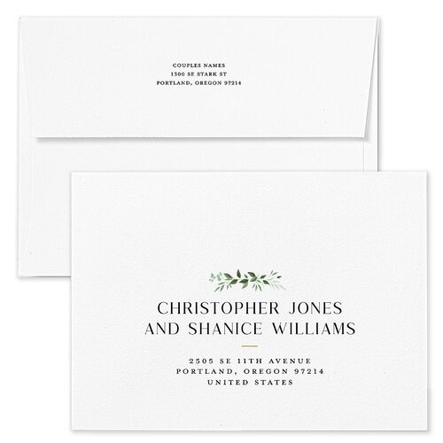 Greenery Frame Save The Date Card Envelopes Pure White Terracotta Return Address Signature Standard