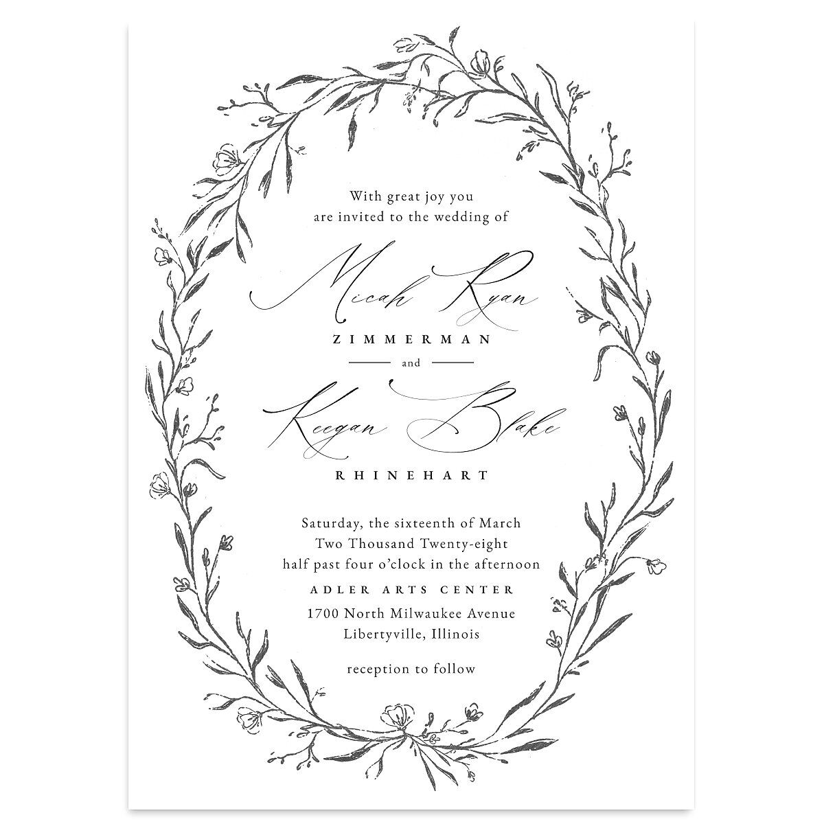 Illustrated Vines Wedding Invitations