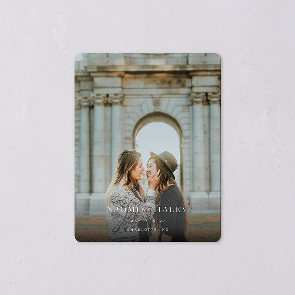 Elegant Monogram Save The Date Magnets Pure White Magnet Paper