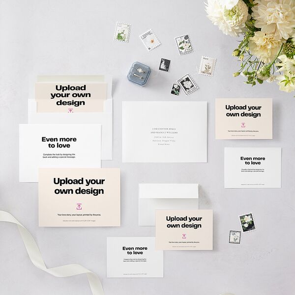 Upload Your Own Design Landscape Wedding Invitations Pure White Signature Blank No Standard