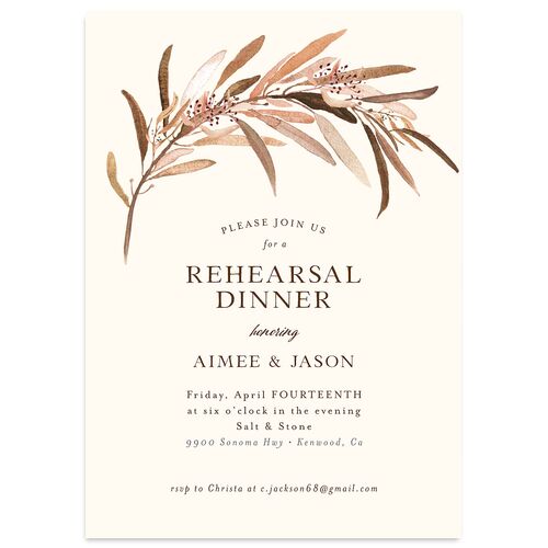 Lush Greenery Rehearsal Dinner Invitation Sepia Signature Blank Standard