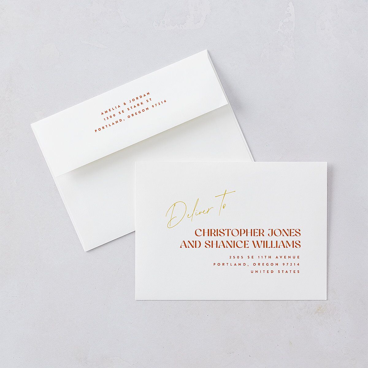 Wedding of the Century Save The Date Cards Burnt Orange Signature smooth Blank No Standard