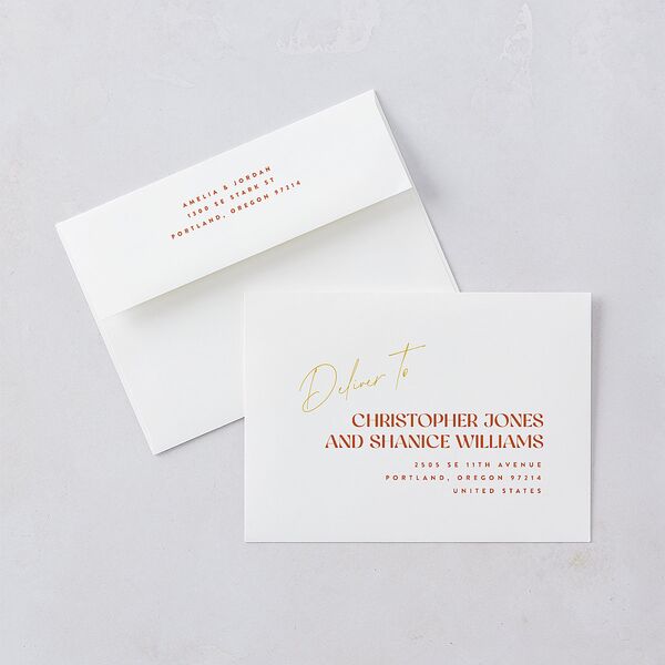 Wedding of the Century Save The Date Cards Burnt Orange Signature smooth Blank No Standard