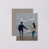 Modern Script Names Save the Date Petite Cards Shadow Gray Signature smooth Blank No Standard