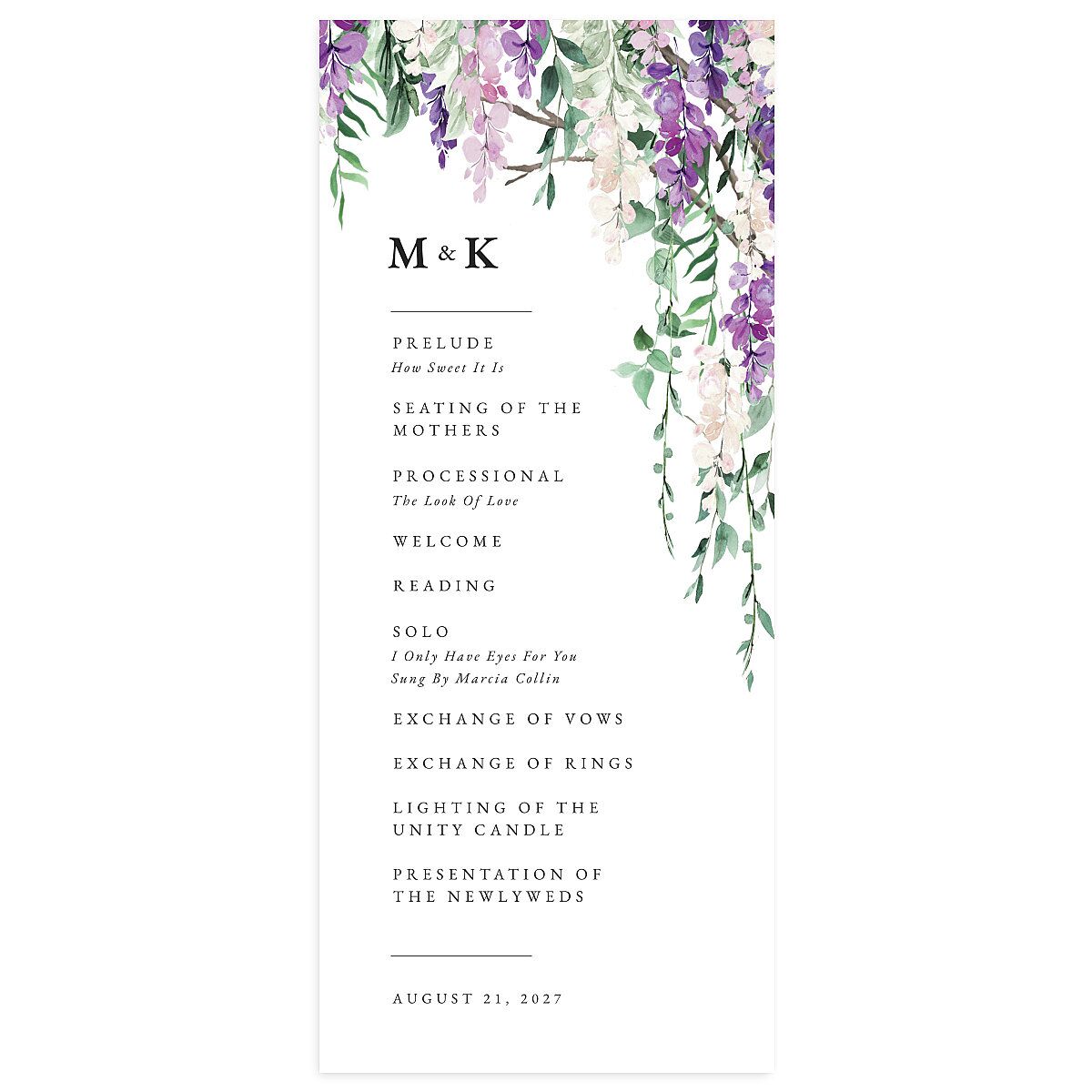Romantic Wisteria Wedding Programs