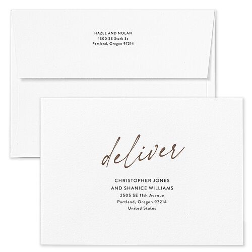 Forever Arch Wedding Invitation Envelopes White Latte Both Recipient and Return Addresses Standard Signature
