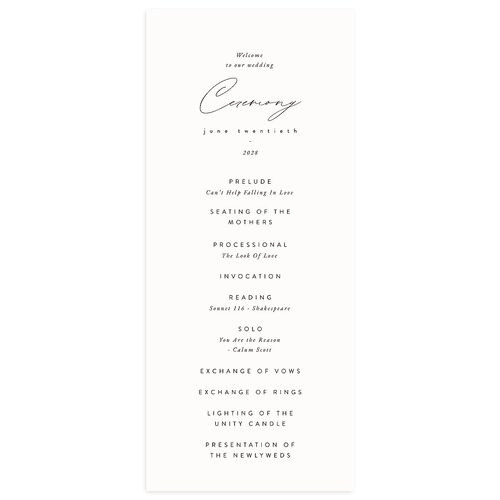 Romantic Minimal Wedding Programs Snow Signature