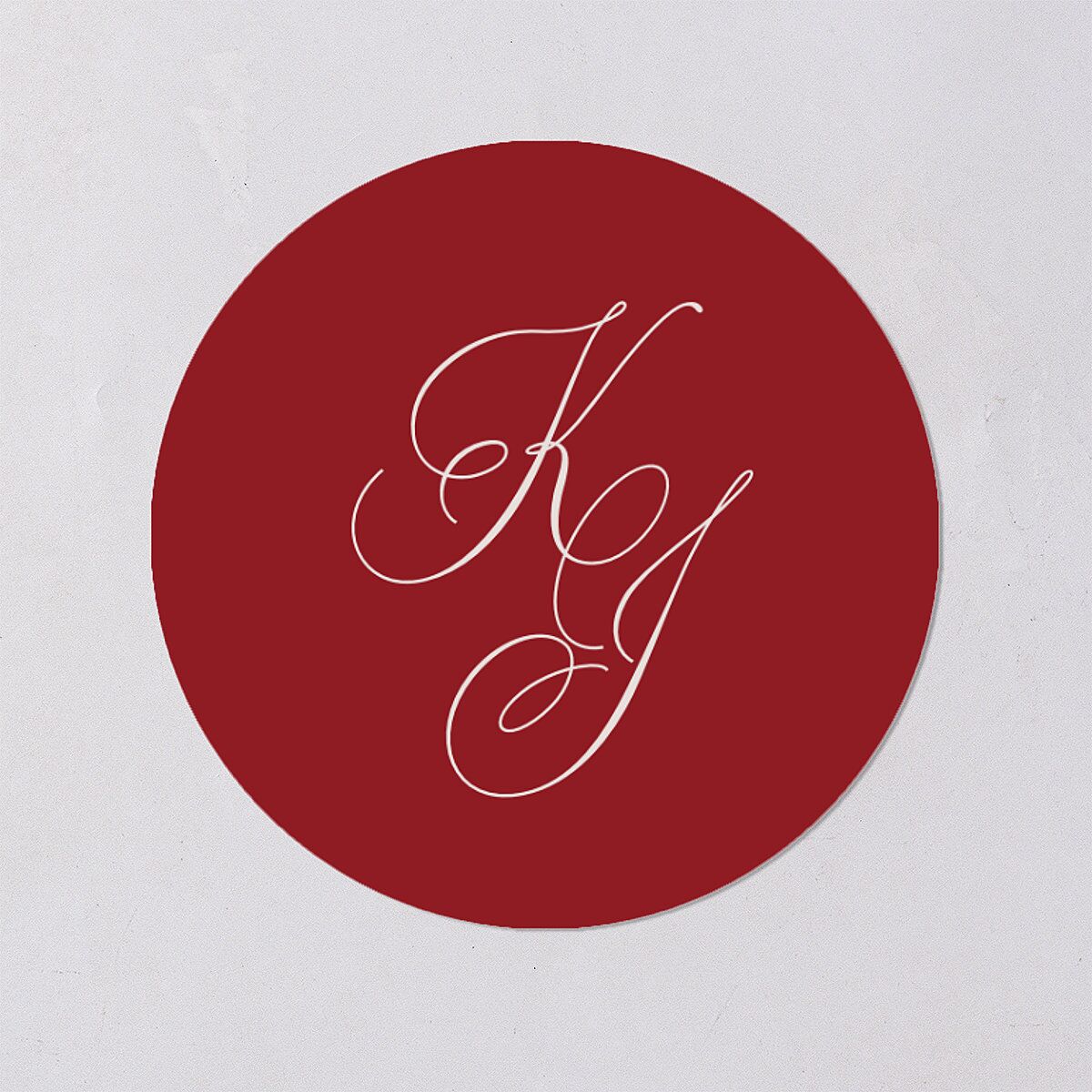 Classic Just Merried Script Holiday Stickers Ruby Circle