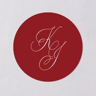 Classic Just Merried Script Holiday Stickers Ruby Circle