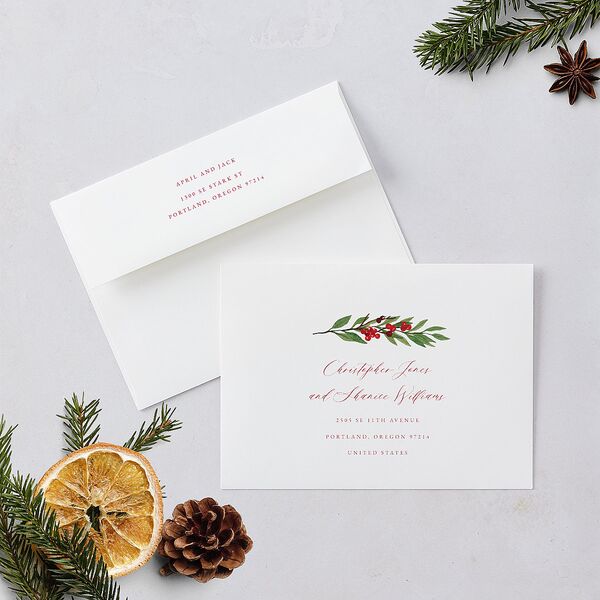 Beloved Poinsettia Holiday Cards Crimson Signature Blank Standard Portrait