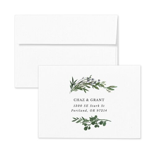 Leafy Hoops Wedding Response Card Standard Envelopes Terracotta Charcoal Return Address Signature Standard