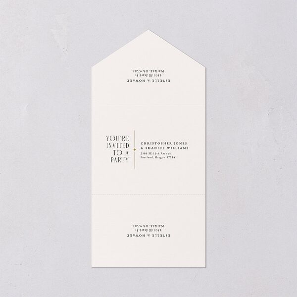 Old Hollywood Glam All-in-One Wedding Invitations Champagne Signature Light Both Recipient and Return Addresses No