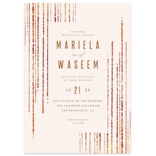 Classic Cascade Wedding Invitations Pink Cotton Signature Blank No Standard