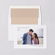Painted Beach Save The Date Cards Dusty Blue Signature smooth Blank No Standard
