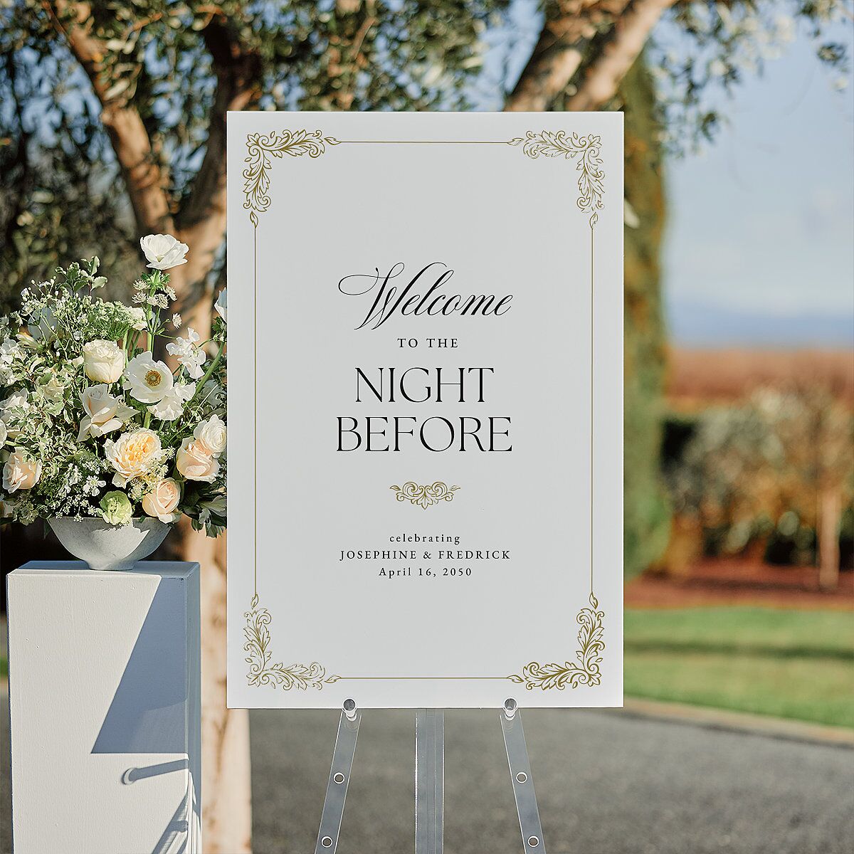 The Night Before Black Tie Crest Standard Welcome Sign Large Pure White Standard Indoor Foam Core L Welcome