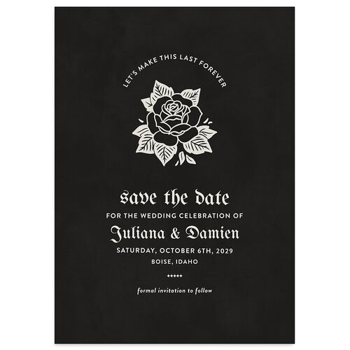 Moody Gothic Rose Save the Date Cards Midnight Signature smooth Blank No Standard