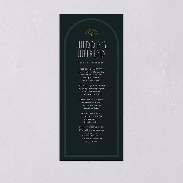 Gatsby Deco Arch Wedding Programs Dark Emerald Signature