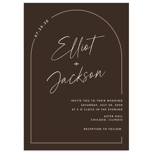 Scripted Arch Wedding Invitations Deep Bronze Signature Blank No Standard