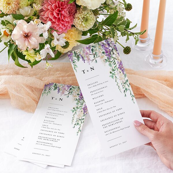 Sparkling Wisteria Wedding Programs Gold Iris Signature