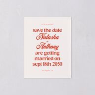 Modern Retro Type Save the Date Petite Cards Scarlet Signature smooth Blank No Standard
