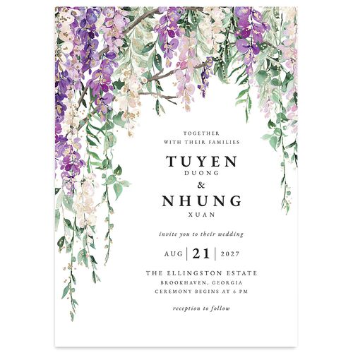 Sparkling Wisteria Wedding Invitations Gold Iris Signature Blank No Standard