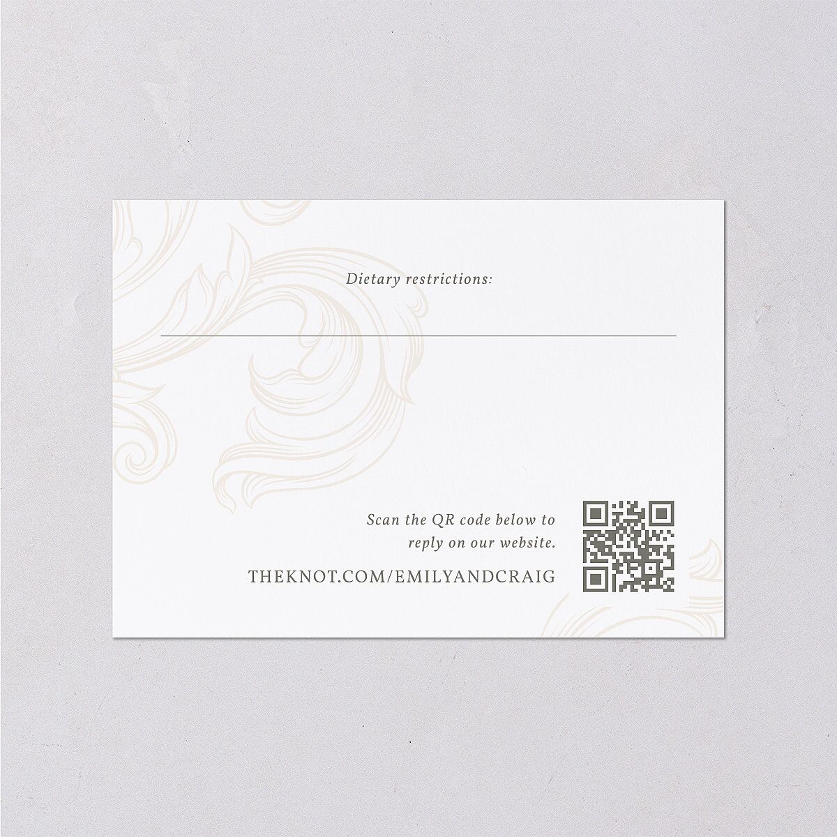 Vintage Regency Monogram Frame Foil Wedding Response Cards Pure White Gold Signature Standard
