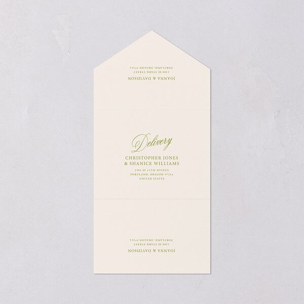 We're Getting Married All-in-One Wedding Invitations Deep Olive Signature Light Both Recipient and Return Addresses