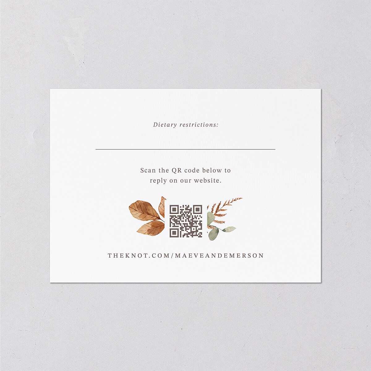 Elegant Botanical Autumn Floral Wedding Response Cards Soft Peach Signature Standard
