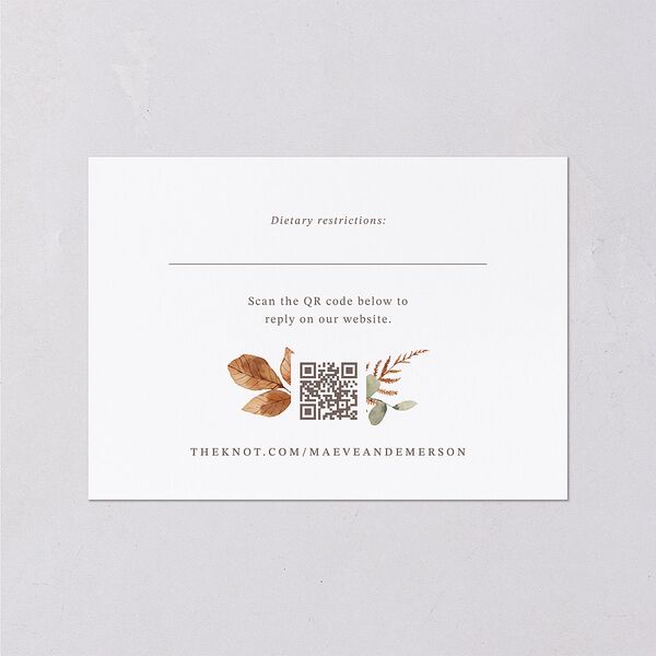 Elegant Botanical Autumn Floral Wedding Response Cards Soft Peach Signature Standard
