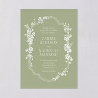 Fairytale Lace Floral Frame Wedding Invitations Moss Signature Blank No Standard