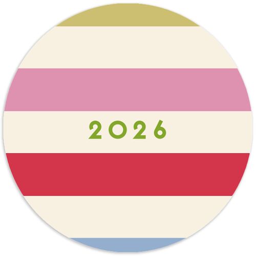 Eclectic Vintage Stripes Holiday Stickers Linen Circle
