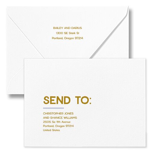 Hand Drawn Party Rehearsal Dinner Invitation Euro Envelopes White Umber Both Recipient and Return Addresses Luxe Signature