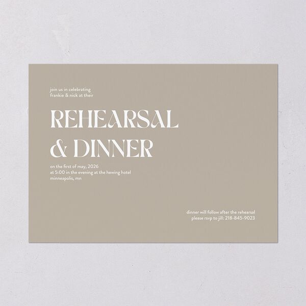 Checked Rehearsal Dinner Invitations Taupe Signature Blank