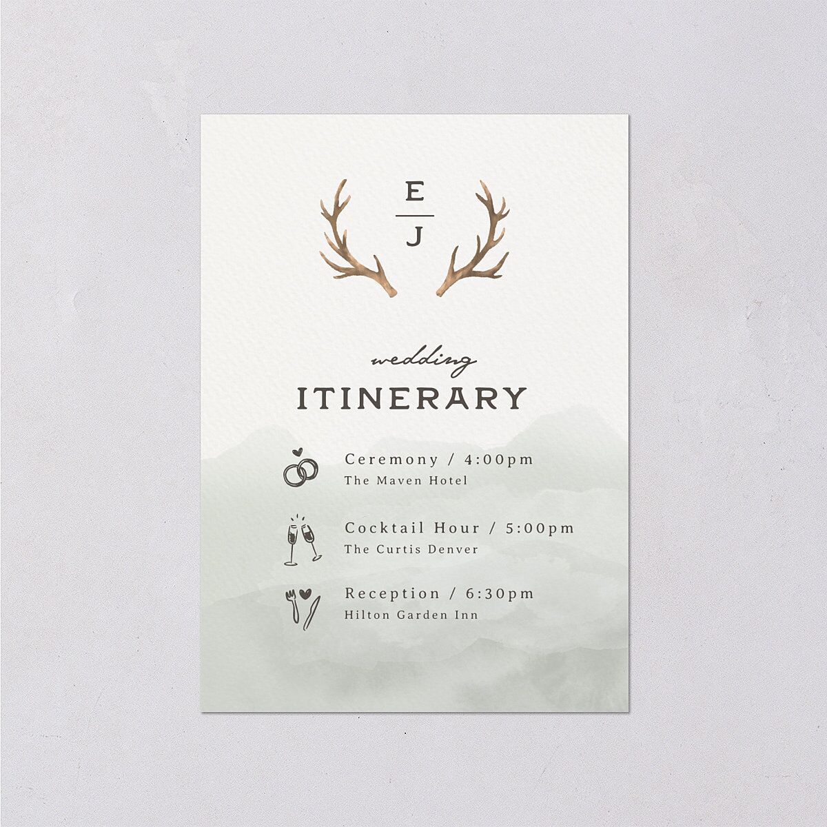 Antler Monogram Mountain Itinerary Cards Forest Signature Standard